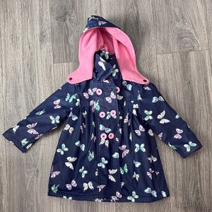 Kids Butterfly Print Hooded Jacket - Navy and Pink Size 2